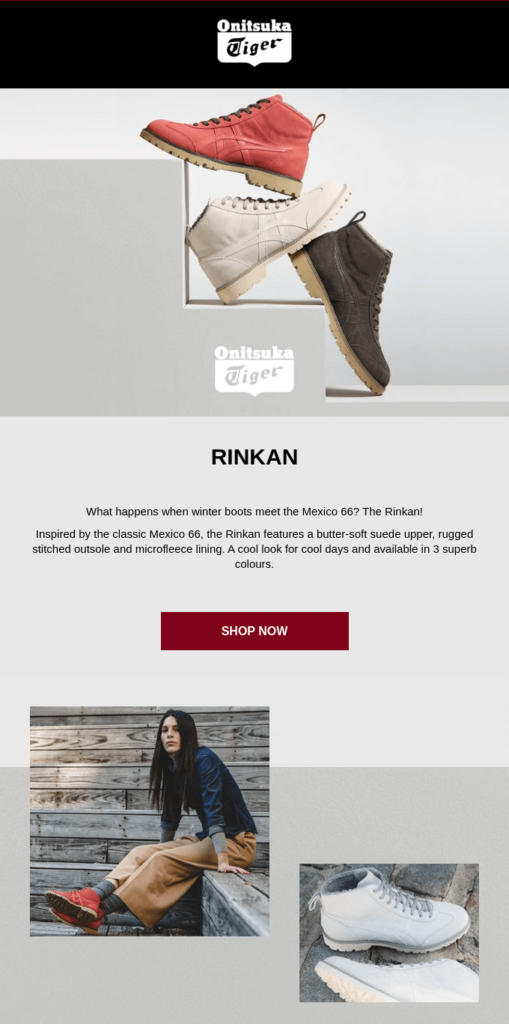 Fashion email template with an asymmetrical layout