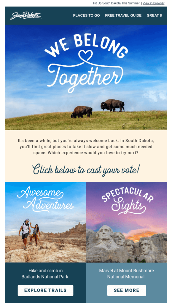 South Dakota promo email 