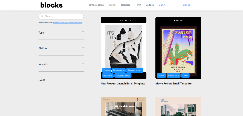 Blocks Email Template Gallery