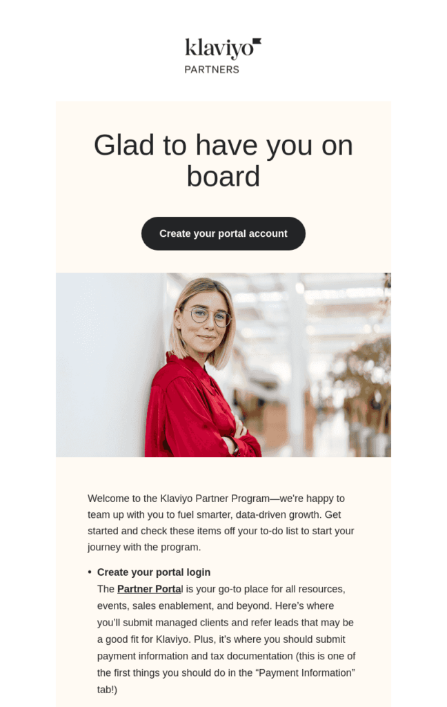 Klaviyo onboarding email