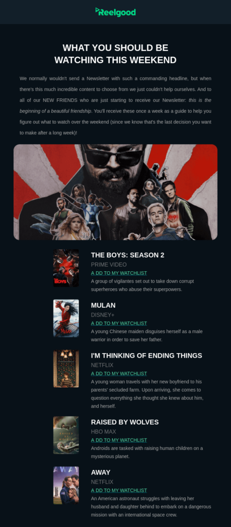 reelgood movie promo email