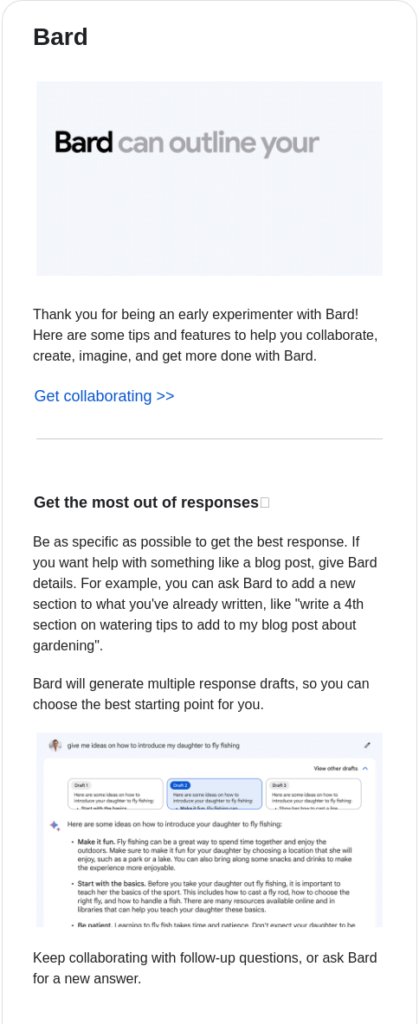 Bard onboarding email