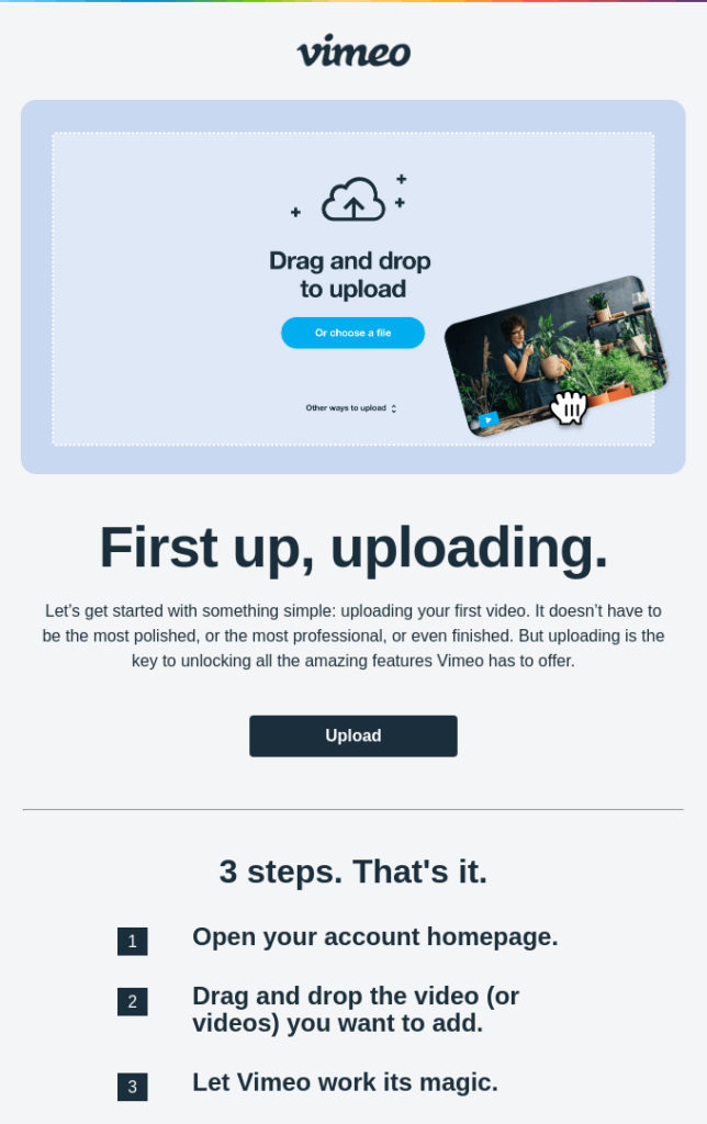 vimeo onboarding email