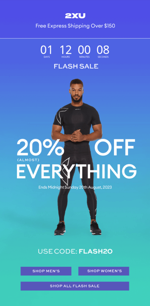 2XU colorful flash sale email 