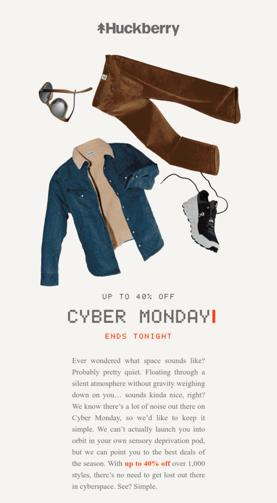 Huckberry Cyber monday email