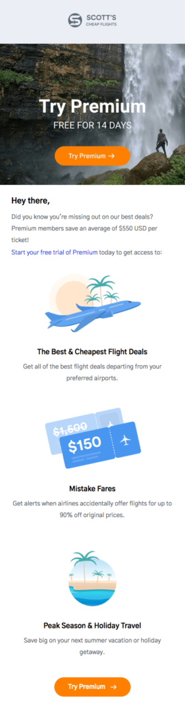 Scott's Cheap Flight free trial email