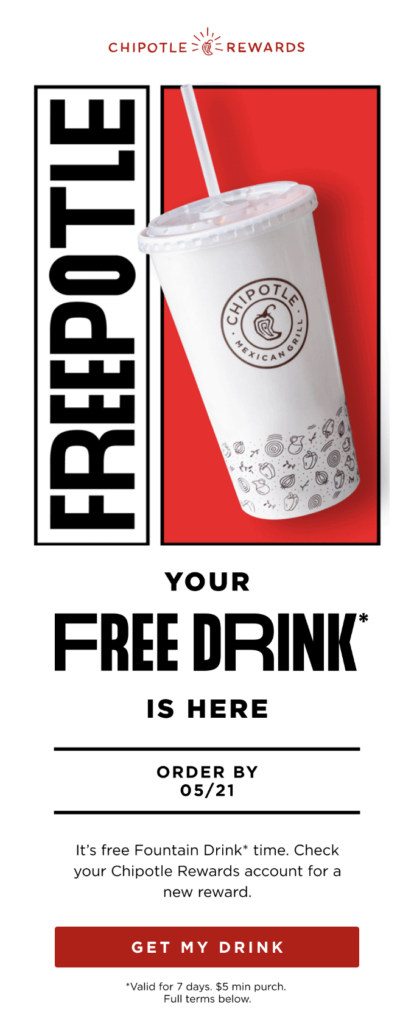 Chipotle Rewards restaraunt chain marketing email