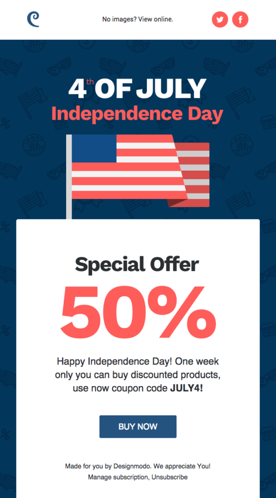 4th of July email by DesignModo