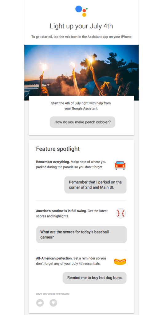 4th of July email by Google