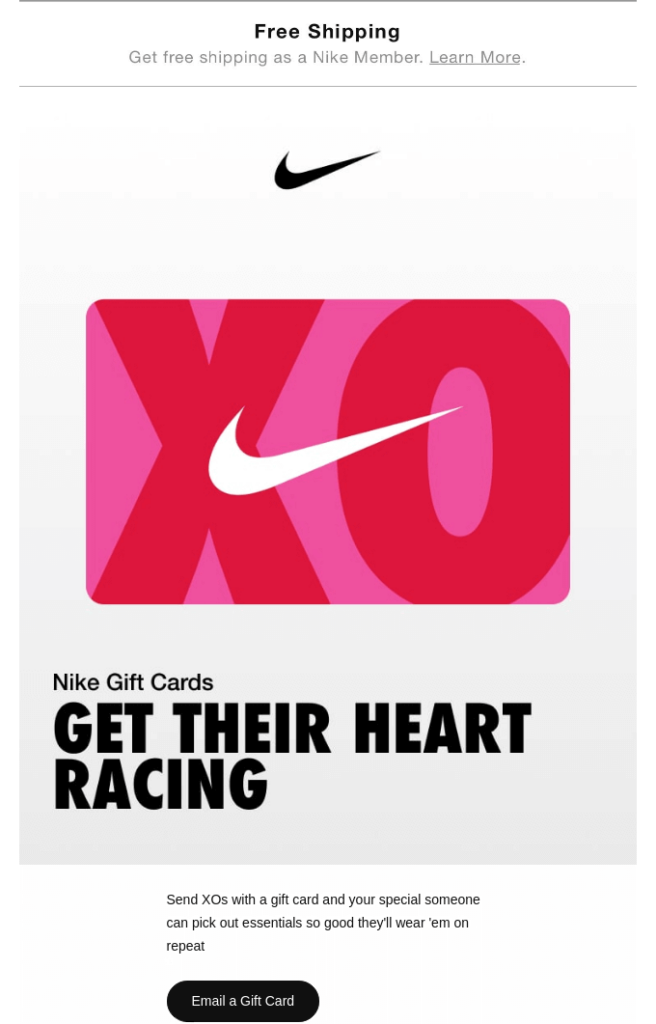 Valentine's Day email by Nike