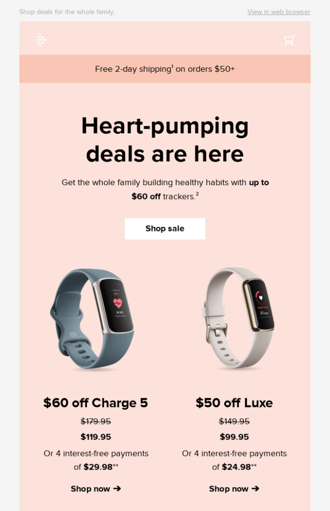 Valentine's Day email by Fitbit