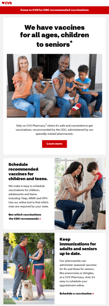 Wellness email by CVS