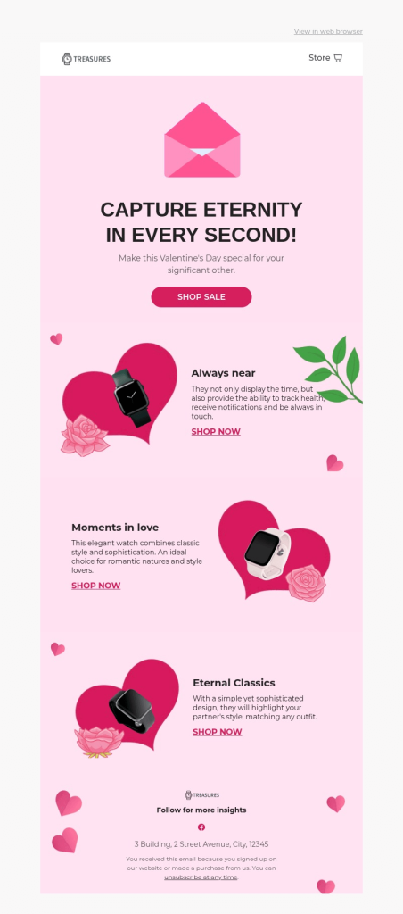 Valentine's Day email template by Blocks.