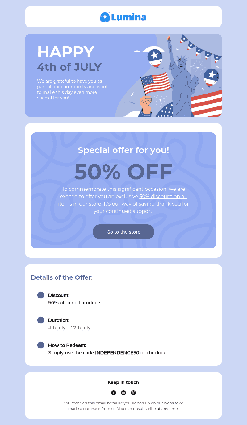 4th of July email template by Blocks